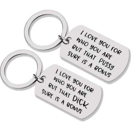 English Letter I Love You For Who You Are Dick/Pussy Keychain Key Ring Holder Jewelry Decor Accessory Valentines Day present