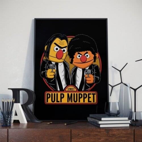 Asr Pulp Muppet Street-Sesame Street-Satin Fabric Poster wall graphics gráficos de parede настенная графика