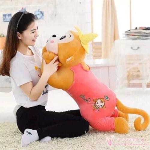 Large 100cm cartoon prone monkey, pink cloth monkey plush toy sleeping pillow ,birthday gift h945
