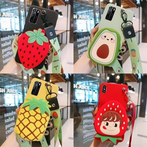 Cute 3D Fruit Avocado Wallet TPU Case For Xiaomi Redmi Note 10S 9 Pro Max 9T 8T 7S 6 Pro 5 4X 4 3 Soft Strawberry Bags