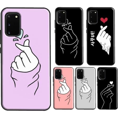 Korean Finger Heart Love Phone Case For Samsung S10 Plus S8 S9 S10e S20 FE S21 Ultra Note 9 Note 10 Note 20 Ultra