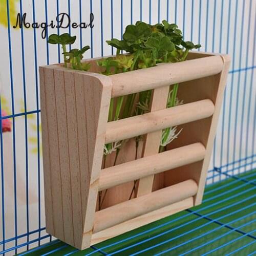 MagiDeal 2-in-1 Functional New Small Pet Rabbits Guinea Pig Wooden Rack Feeder Hay Grass Nesting Holder Small Animals Toy
