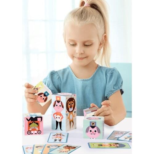 Wooden Baby Toys Double Matching Puzzle Challenge Puzzle Memory Face-changing Magic Cube Building Blocks Educational Toys