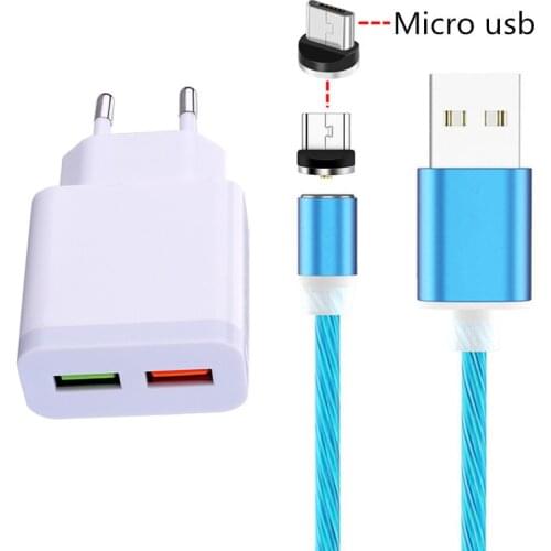 For Samsung Xiaomi Redmi For Nokia Huawei honor LG ZTE HTC Mobile phone charger Magnetic Micro USB Charge LED Flow luminous Wire