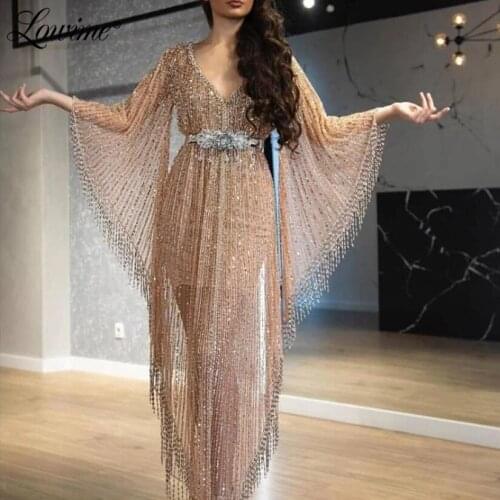 Dubai Abaya Turkish Evening Dresses Beading Arabic Kaftan Abiye Long Sleeves Party Dress Abendkleider 2021 Vestidos Prom Dresses