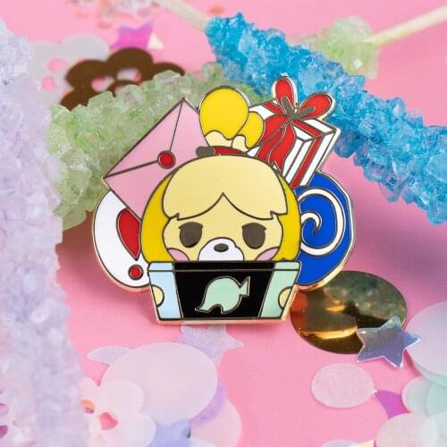 Animal Crossings Play Video Game Isabelle Island Enamel Pin New Horizons Cute Cartoon Shih Tzu Dog Badge Brooch Accessories