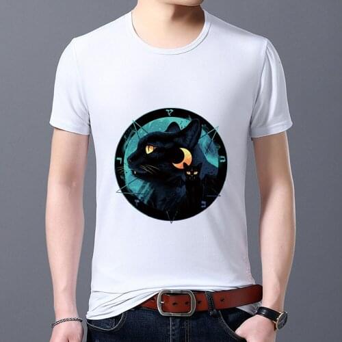 Men Printing T-shirts Fashion Harajuku Japan Style Pattern Series Man Tops Summer White All-match Short-sleeved Male Clothes