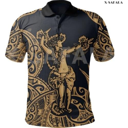 Hawaii Polynesian Island Tattoo Pattern 3D Printed Polo Shirt Men Women Unisex 2 Thin Collar Short Sleeve Street Wear Casual Tee