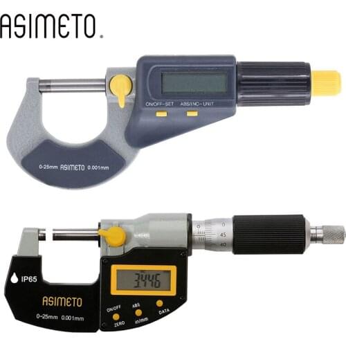 Germany ASIMETO IP65 Digital Outside Micrometers Measuring Range 0-25mm/0-1inch Resolution 0.001mm/.00005inch 105-01-4