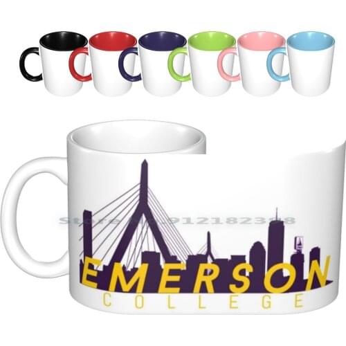 Emerson Ceramic Mugs Coffee Cups Milk Tea Mug Emerson College Emerson Boston Ma Massachusetts Mass Back Bay Theatre Lion North