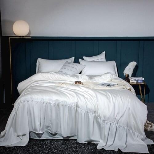 600TC Luxury egyptian cotton white Bedding Set Soft Queen King size Bed set Bed Sheet Wide edge Duvet Cover set bed linen