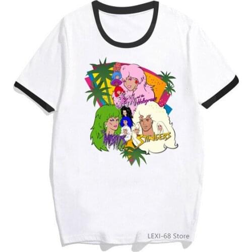 Cool Jem And The Holograms Print T-Shirt WomenS Clothing T Shirt Femme White Short Sleeve Female T-Shirt Summer Tops Tee