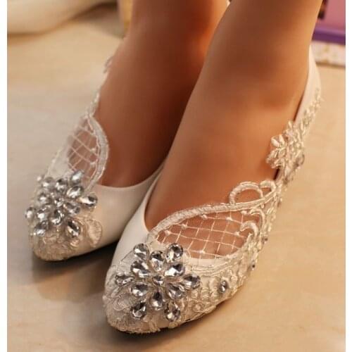5CM crystal rhinestones silver lace wedding shoes bridal handmade luxuy shinny bling bling wedding pumps for bride plus sizes