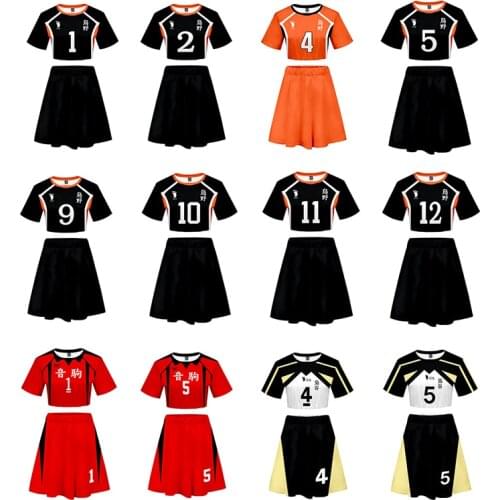 Anime Haikyuu Cosplay Costume High School Girl Student Volleyball Basketball Cheerleader Costume Summer Short-sleeved Skirt