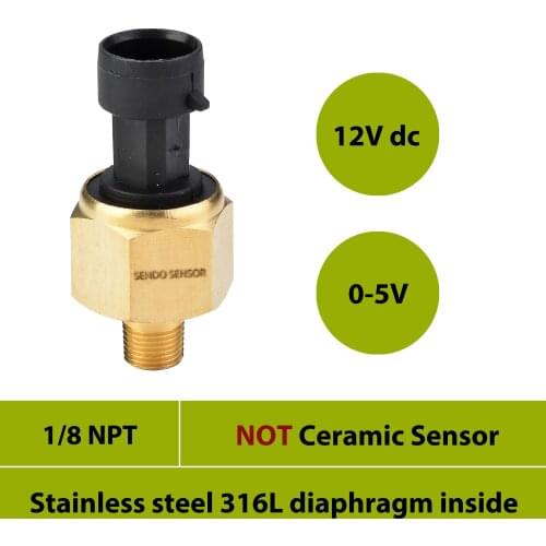 40 bar gauge, 6mpa, 10 mpa, 100 bar, 0 to 4mpa, 60bar, brass pressure sensor 0 5V output, 12V, 24V supply, BSP, NPT male thread