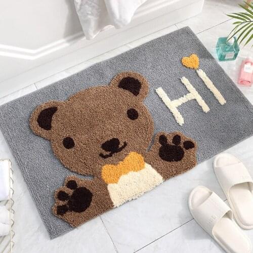 Cute Little Bear Soft Floor Mat Anti-Slip Bathroom Mat Water Absorption Door Mats Bedroom Living Room Carpet Entrance Mat