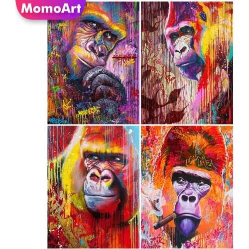 MomoArt DIY Diamond Embroidery Monkey Animal Full Drill Square Diamond Painting Colourful Cross Stitch Mosaic Handmade Gift