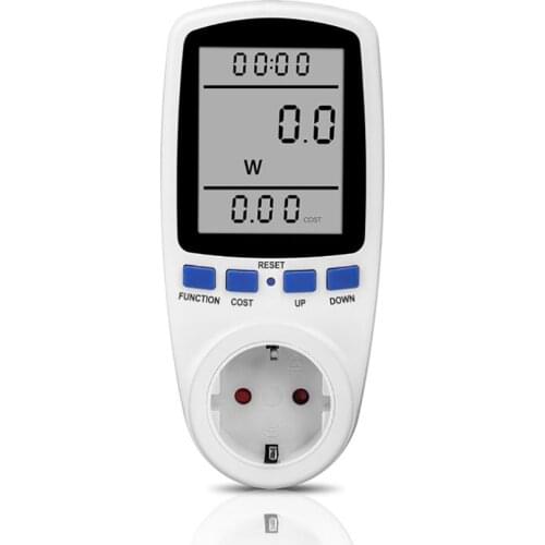 220V Electricity Usage Monitor EU Plug Power Meter Energy Watt Voltage Amps Meter with Digital LCD Display for Energy Saving