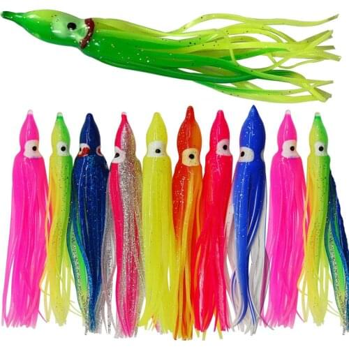 Shaddock 60Pcs Soft Fishing Lures Octopus Squid Skirt Bait Trolling Lures Artificial Jigging Bait