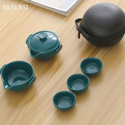 Chinese Ceramics Tea Set One pot and three cups Portable Teapot Set Car Outdoor Travel drinkware Household porcelain teaware