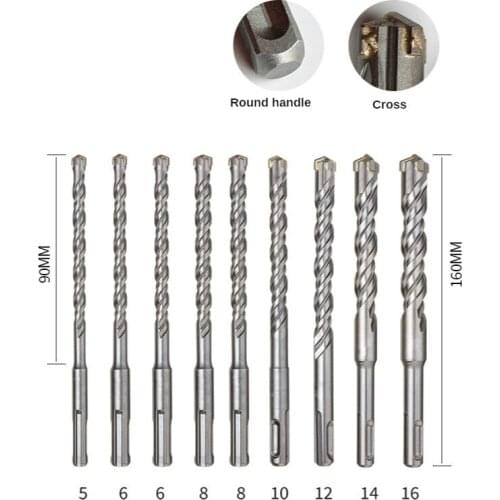 5/6/8/10/12/14/16MM Electric Hammer SDS Plus Drill Bit Set 160mm for Concrete Wall Brick Block Masonry Hole Saw Drilling Bits