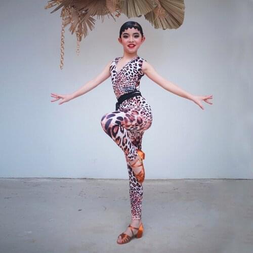 New Leopard Latin Dance Clothes For Girls Latina Practice Wear Salsa Dance Costume Tango Dance Outfits Designer Clothing JL1700
