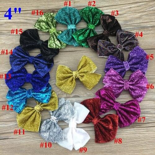 New Style 4inch Glitter Girls Hair Bow with Clip Sequin Bows for Hair Hot Selling 32pcs/lot