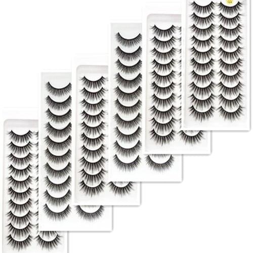 Wholesale 30 boxes hand made mink eyelashes 10 pairs natural soft false eyelash 3d lash book fluffy faux eyelashes