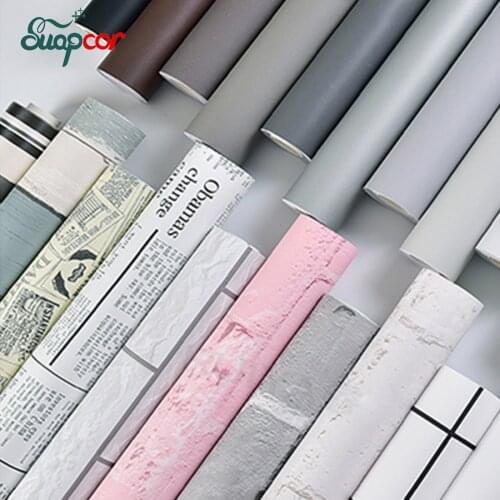 Thick Self adhesive Matte Wall paper Sticker Bedroom Dormitory Kitchen Waterproof Oil proof Furniture Cabinet Renovation Sticker