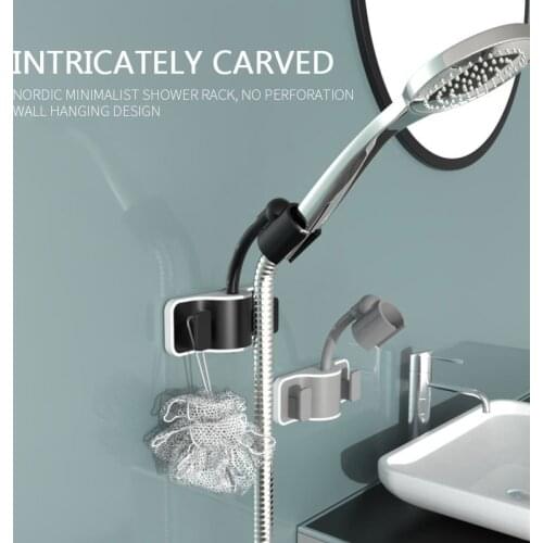 Protable Punch-free Bathroom Movable Bracket Powerful Suction Shower Seat Chuck Holder Strong Attachable Shower Head Holder