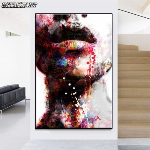 Canvas Poster Abstract Girl Wall Art Paintings Sexy Lip Pop Art Wall Paintings Graffiti ART Living Room Decoration Wall Pictures