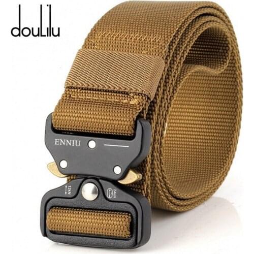 Nylon Tactical Belt Army Belt Men Outdoor Training Belts Black High Quality Easy Unlock Metal Military Buckle Belt 3.8cm