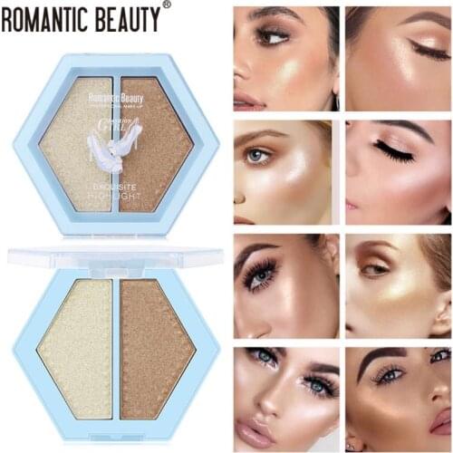 Romantic Beauty High-gloss Pressed Powder Highlighters Long-lasting Modification Pearlescent Mashed Repairing Face Makeup TSLM2