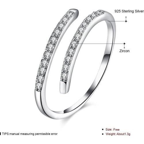 Crystal Zircon Ring Authentic 925 Sterling Silver Rings For Women Jewelry Resizable Ring Jewellery Anel Anillos Aneis Bague Anel