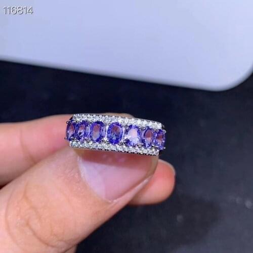 Super beautiful style, natural tanzanite ring, ladies ring, multi-grain, natural stone in the mining area, 925 silver