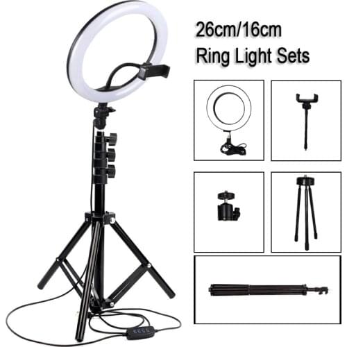10 inch Photography LED Selfie Ring Light Metal Dimmable Camera Phone Ring Lamp With Stand Tripods For Makeup Video Live Studio