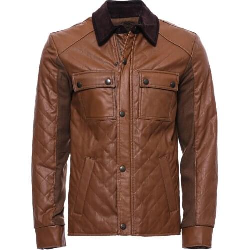 Navy Blue Cache Quilted Leather Coat