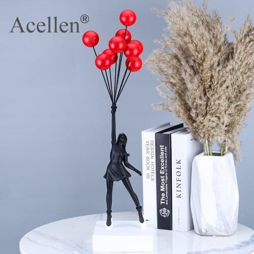 Flying Balloons Girl Art Sculpture Banksy Balloon Girl Statues Abstract Modern Resin Craft Home Decor Nordic Home Decoration Gif