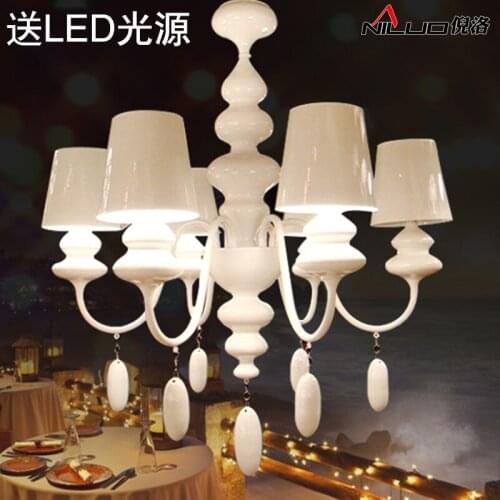 Postmodern Iron Glass LED Pendant Lights iron white For Dinning Room Foyer Store living room hanging lamp light E27