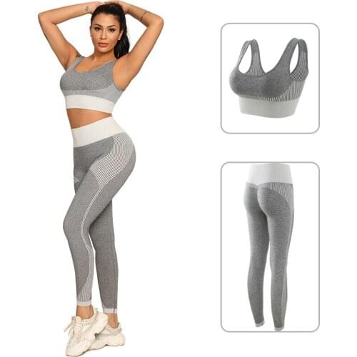 Womens Sportswear Yoga Set Workout Clothes Gym Clothing Athletic Wear Sports Seamless Legging Fitness Bra Crop Top Yoga Suit XL
