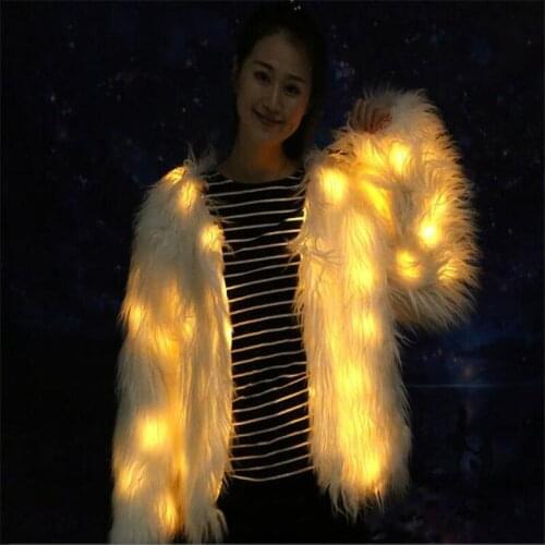 M60 Female ballroom dance led costume luminous fur coat dj show model performance lighted clothes party wears clothing led show