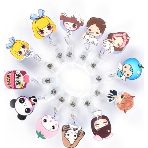 1PC 50cm Retractable Cute Lovely Cartoon Lanyard Name Tag Card Badge Holder Reels Pull Badge Reel ID
