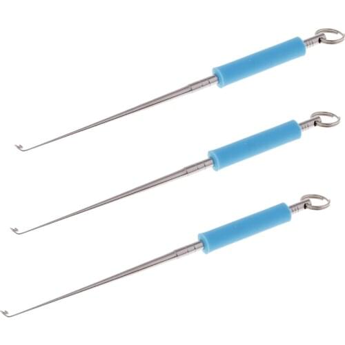 3pcs Portable Fish Hook Extractors Stainless Steel Hook Removers with Silicone Handle