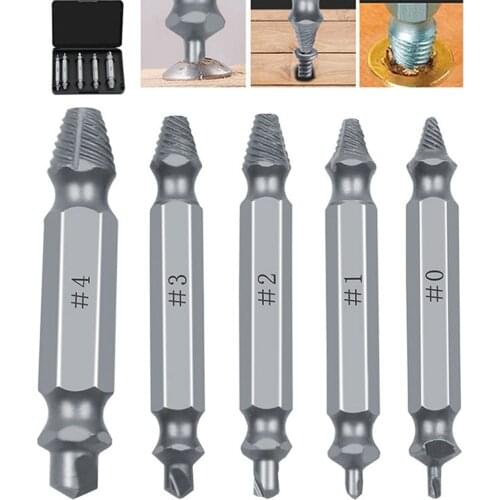 5pcs/Set Double Side Damaged Screw Extractor Drill Bit Out Remover Bolt Stud Tool Remove Damaged Screws Slip Teeth Screwdriver