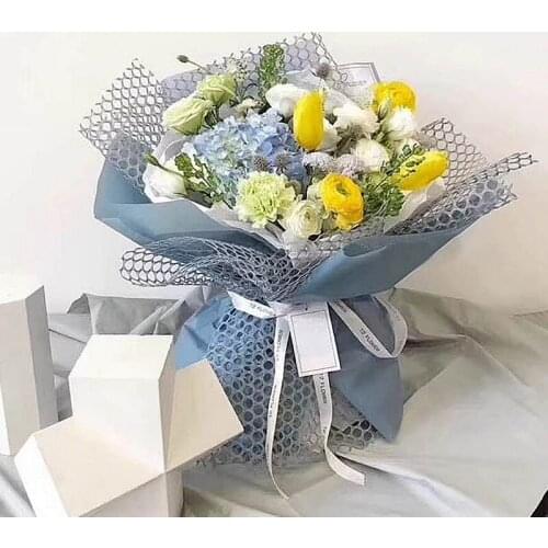 5yard*50cm Flower Packing Paper Roll DIY Decoration Wrapping Crepe Papers Mesh Handmade Materials Jacquard Floweres