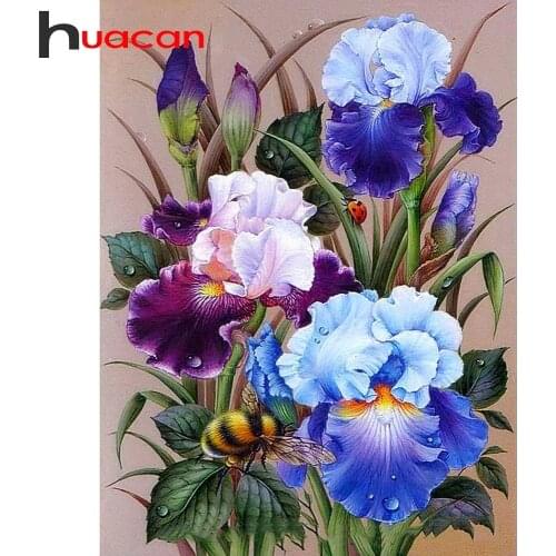 Huacan Diamond Embroidery Flower Picture By Rhinestones Diamond Painting Floral Full Square Drill Diamond Mosaic Home Decoration
