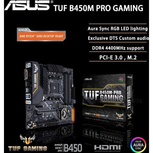ASUS TUF B450M PRO GAMING B450M AMD B450 DDR4 3466MHz 128G,M.2,DVI-D,SATA 6Gb/,USB 3.1 Support R3 R5 R7 R9 Desktop AM4 Gaming