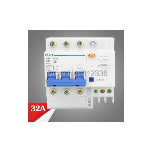 Free Shipping Two years Warranty NXBLE-32 DZ47LE-32 C32 3P 32A 3 pole ELCB RCD earth leakage circuit breaker residual current