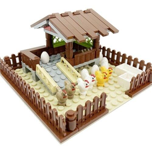 Creator City Chick Habitat Building Blocks Suitable for Kids Cities Chicken Coop Love Small Animals Model Compatible