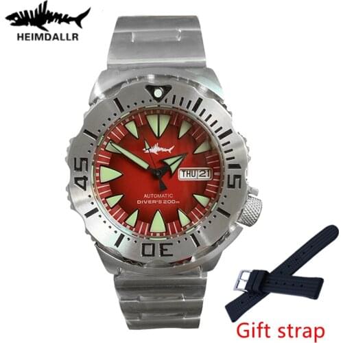 HEIMDALLR Monster Automatic Watch Men NH36A Mens Mechanical Watches Sapphire Glass 62mas C3 Super Luminous Diving Watch 200M